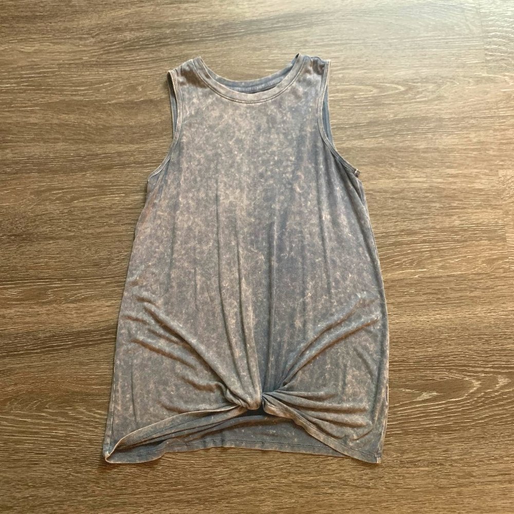 Girl's Gray Tie Dye Tie-Front Tank Top